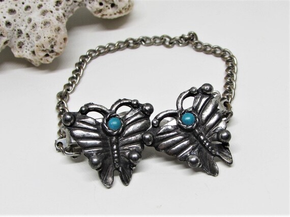 Vintage Butterfly Sweater Guard Clip, Silver Plat… - image 2