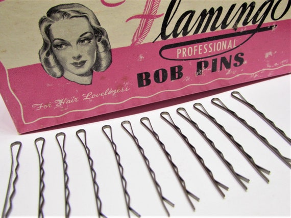 24 Vintage 1950s Bobby Pins 1-7/8 Long Metal Hair Pins Brown