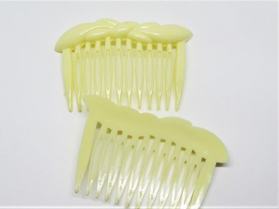 Vintage 1980s Bow Hair Side Comb Set of 2- Peach,… - image 10