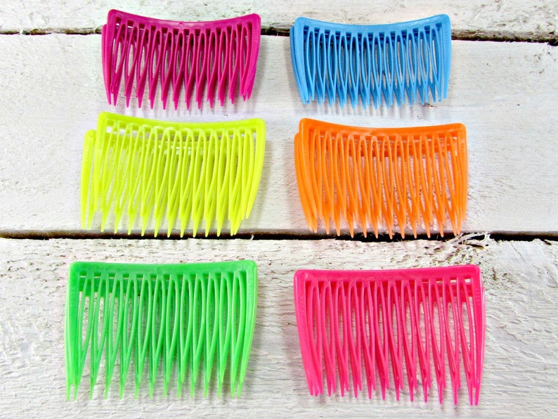 Vintage Hair Comb Set of 2 GOODY Neon Plastic Orange Etsy