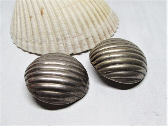 Huge Vintage Silver Circle Oversized Earrings, La… - image 3