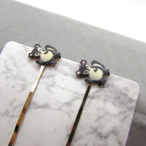 Vintage 1960s Gray Squirrel Bobby Pin Set- Animal Hair Clips- Fun Barrettes for Girls