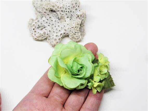 Lime green flower hair clip discount