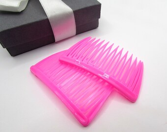 Vintage Colorful Raspberry Pink Hair Combs - Etsy
