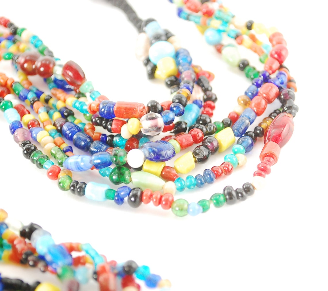 Vintage Necklace Long Hippie Necklace Love Bead Necklace Etsy
