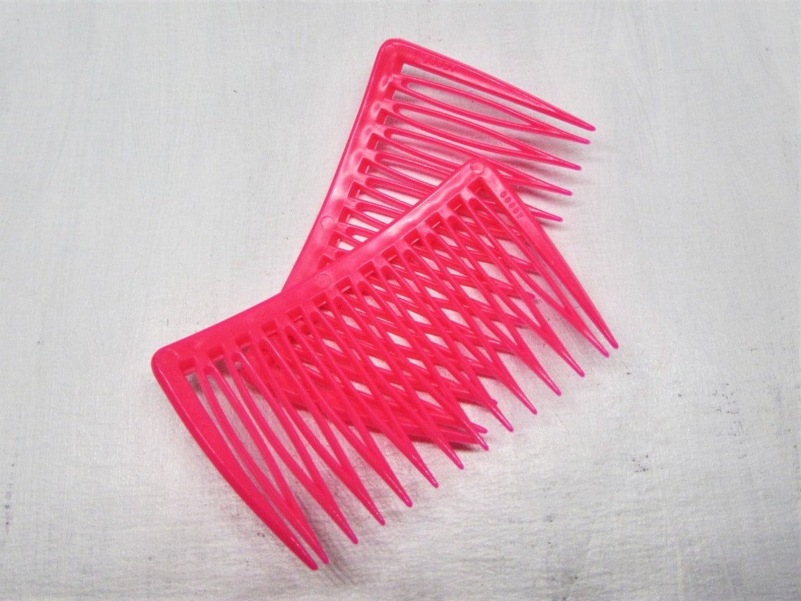 Vintage GOODY Pink Hair Comb Set Neonbrites 1982 Simple Side Etsy