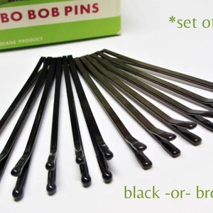 Set Jumbo Vintage 1960s Black or Bronze Bobby Pins Extra Large Long 2.75 Roller Pin Updo Bun Hair Pins for Women Finger Wave Setter Clip image 1