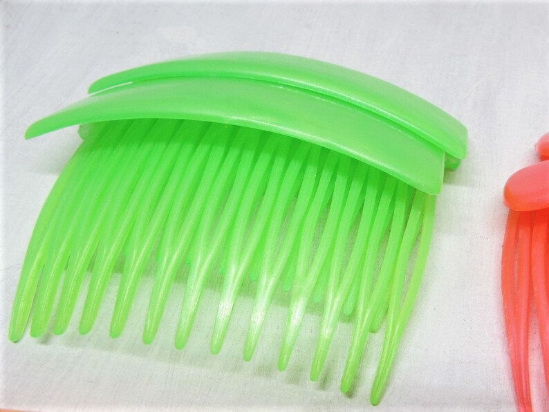 Vintage 80s Neon Hair Comb Set of 2 Plastic Side Combs Etsy