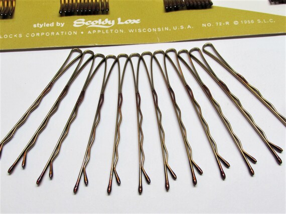 12 Strong Vintage 1950s Black or Bronze Bobby Pin… - image 6