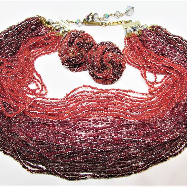 Vintage Glass Seed Bead Necklace Etsy