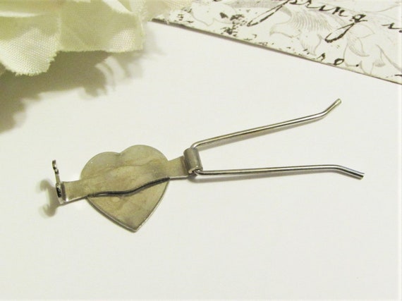 Cute Vintage 1970's Silver Heart Barrette for Gir… - image 4