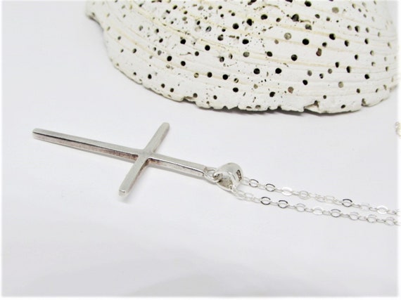 Vintage Sterling Silver Cross Necklace,  Modernis… - image 4