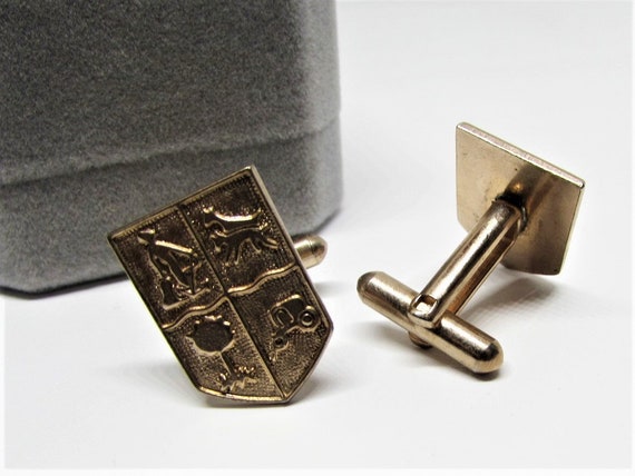 Vintage Gold Shield Cuff-Links- Navy Military Pat… - image 6