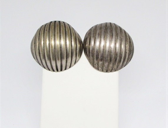 Huge Vintage Silver Circle Oversized Earrings, La… - image 5