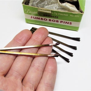 Set Jumbo Vintage 1960s Black or Bronze Bobby Pins Extra Large Long 2.75 Roller Pin Updo Bun Hair Pins for Women Finger Wave Setter Clip image 8