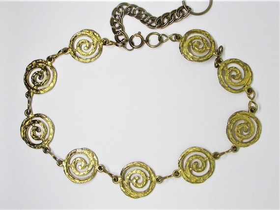 Vintage Chunky Gold Spiral Statement Necklace, Un… - image 8