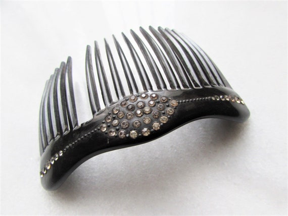 Antique Edwardian Rhinestone Crystal Hair Comb, L… - image 4