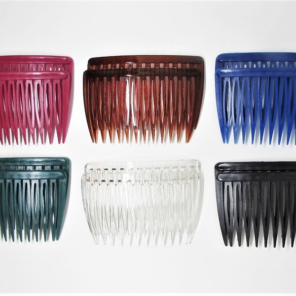 One (1) Pair of Vintage 1995 GOODY Hair Side Combs- Red, Brown, Sapphire Blue, Emerald Green, Clear or Black- 1990s Hair Accessory Women