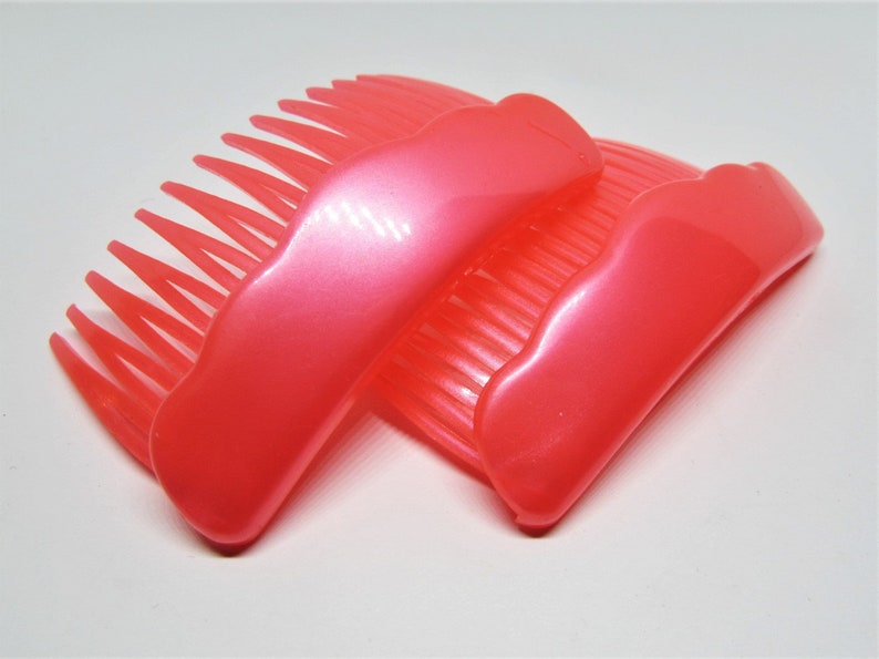 Vintage 80s Neon Bright Hot Pink Hair Comb Set Hong Kong Etsy
