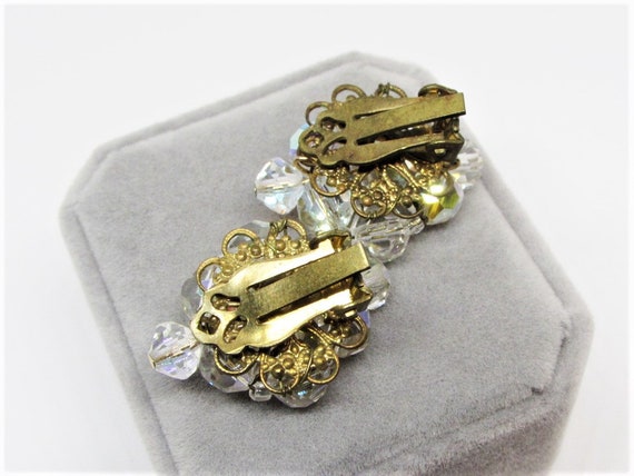Elegant Vintage Crystal Cluster Earrings, AB Clea… - image 5