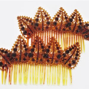 Edge Combs Rares RARE Antique 1920's Art Nouveau Hair Combs- Amber Brown Celluloid Fall ...