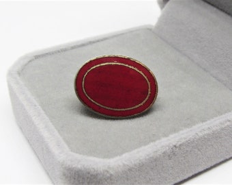 Vintage Small Cherry Red Enamel Skinny Tie Bar,  Gold Geometric Oval Clip, Mid-Century Modern Modernist, 1960s Guy Men Designer Jewelry Gift