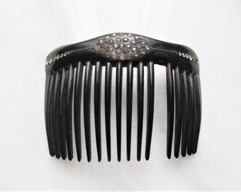 Antique Hair Comb, Rhinestones , Tiny Silver Knobs, Embedded  display picture 1