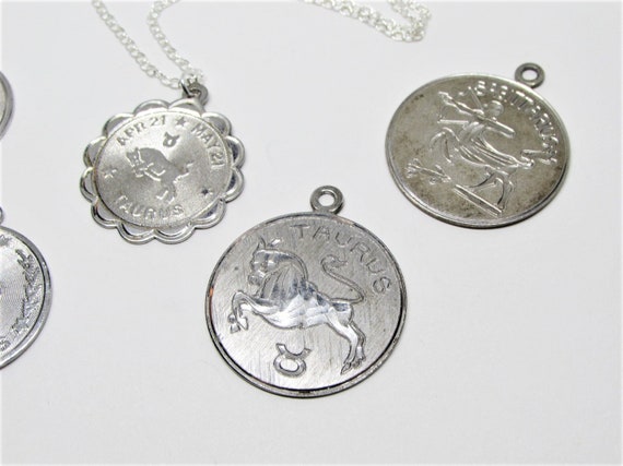 Vintage Sterling Silver Astrology Necklace, Zodia… - image 5