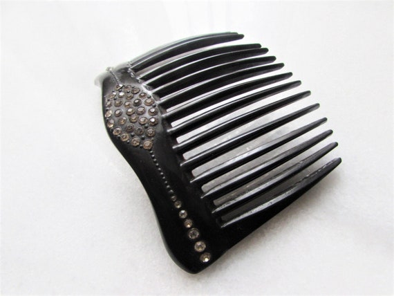 Antique Edwardian Rhinestone Crystal Hair Comb, L… - image 2