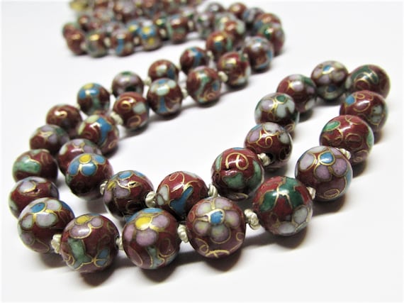Vintage 26 Long 1/4 Thick Garnet Beads Cluster Beaded Necklace