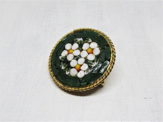 Vintage ITALIAN Micro-Mosaic Brooch Pin, Small Li… - image 2