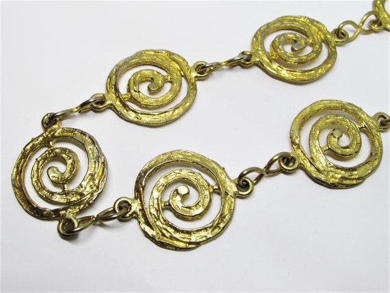 Vintage Chunky Gold Spiral Statement Necklace, Un… - image 4