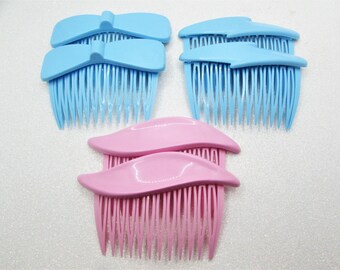 Set of 5 Vintage 1980s GOODY Hair Combs- Hot Pink, Baby Pink 