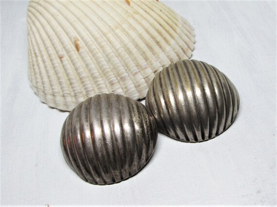 Huge Vintage Silver Circle Oversized Earrings, La… - image 2