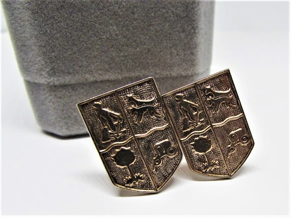 Vintage Gold Shield Cuff-Links- Navy Military Pat… - image 5