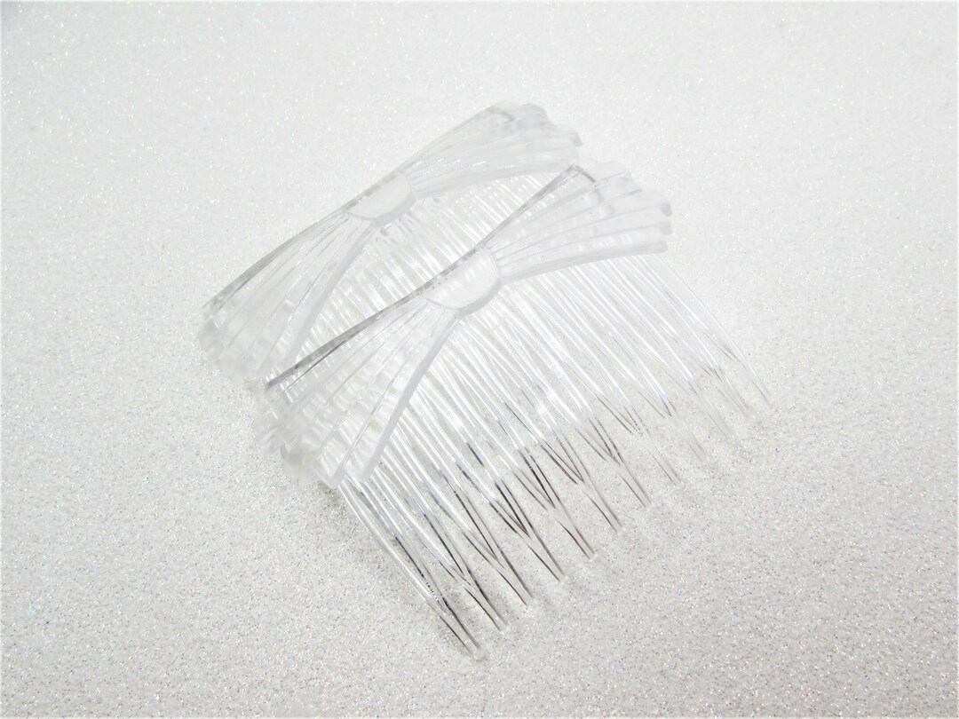 Fun Vintage 1980s Jelly Hair Side Combs Set- Clear Translucent Bow ...