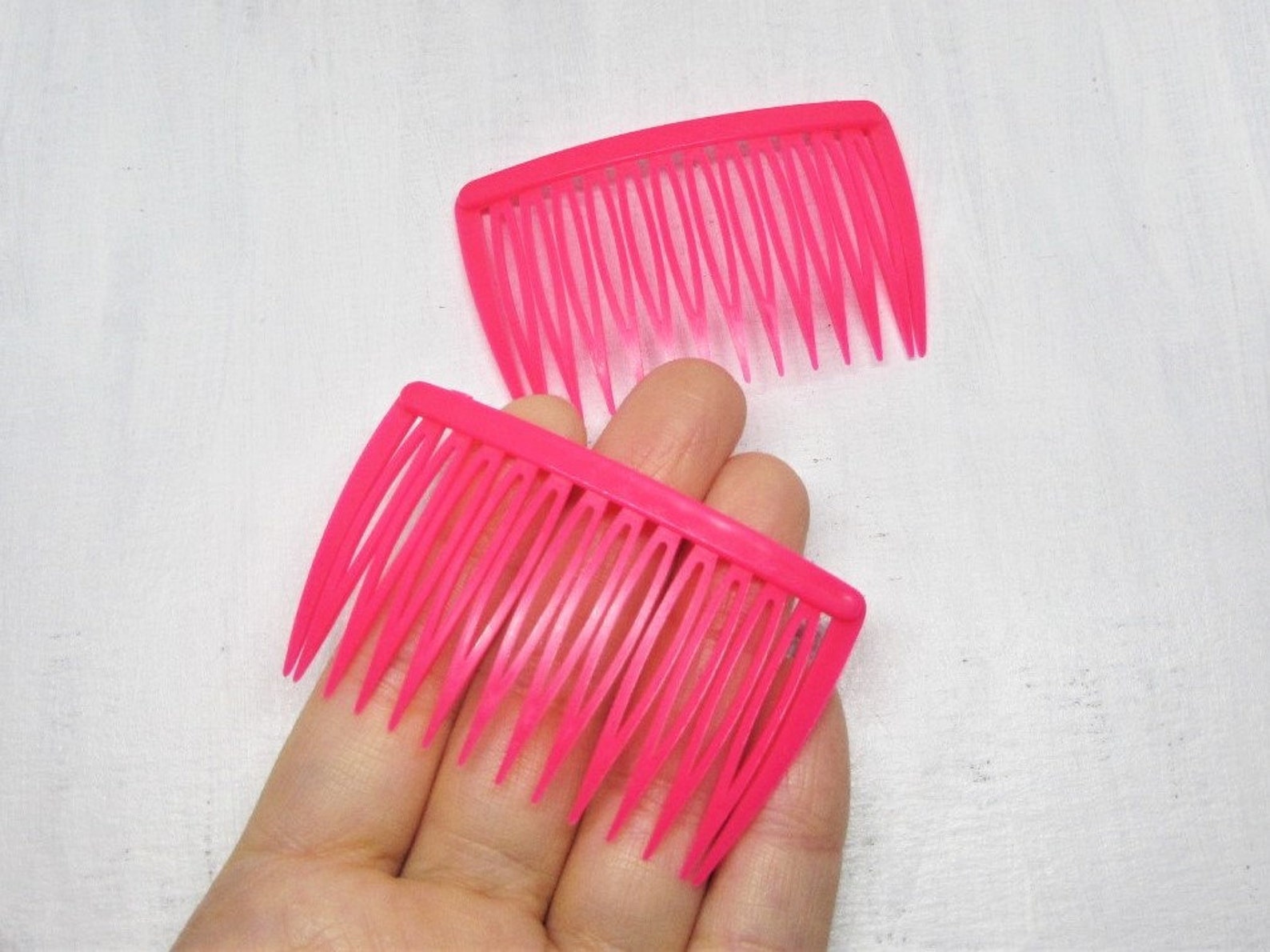 Vintage GOODY Pink Hair Comb Set Neonbrites 1982 Simple Side Etsy