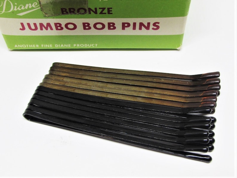 Set Jumbo Vintage 1960s Black or Bronze Bobby Pins Extra Large Long 2.75 Roller Pin Updo Bun Hair Pins for Women Finger Wave Setter Clip image 2