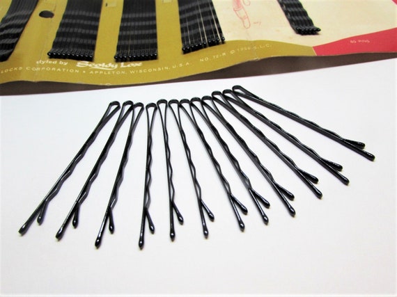 12 Strong Vintage 1950s Black or Bronze Bobby Pin… - image 2