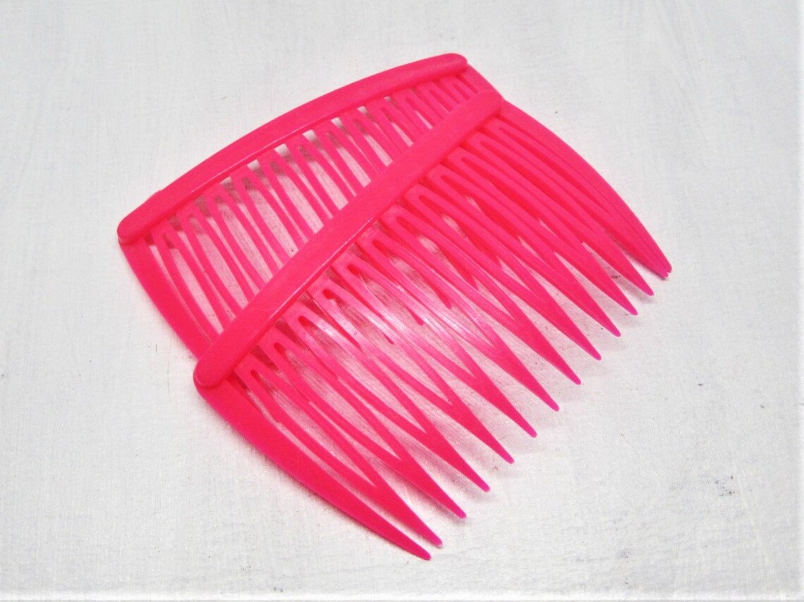 Vintage GOODY Pink Hair Comb Set NeonBrites 1982 Simple Side Etsy