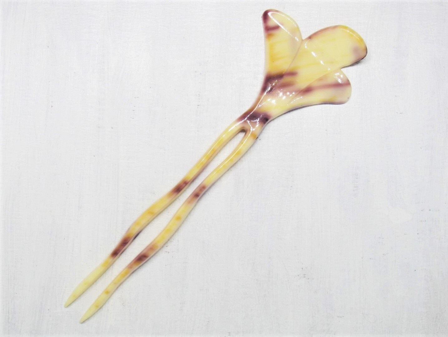 Vintage Large Hair Fork Stick Fall Autumn Leaves Cream Etsy