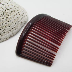 Rare Vintage 1940s GOODY Cherry Red Hair Comb, Moonglow Lucite Side Comb, French Twist Roll Chignon Bun Updo Backcomb, Womens Hair Accessory