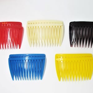 One (1) Pair of Vintage 1975 GOODY Hair Side Combs for Women / Girls- Red, White, Brown, Blue or Yellow- 1970s Accessory- Thin or Thick Hair