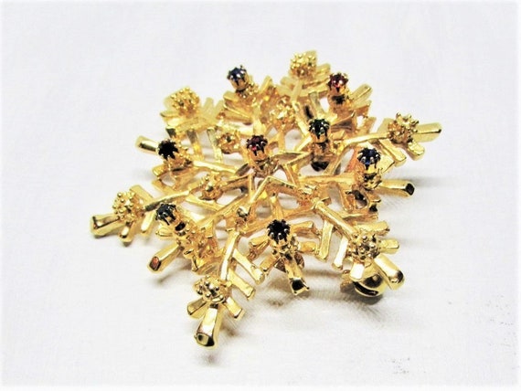 Vintage 1980s Gold Amber /& Brown Snowflake Brooch