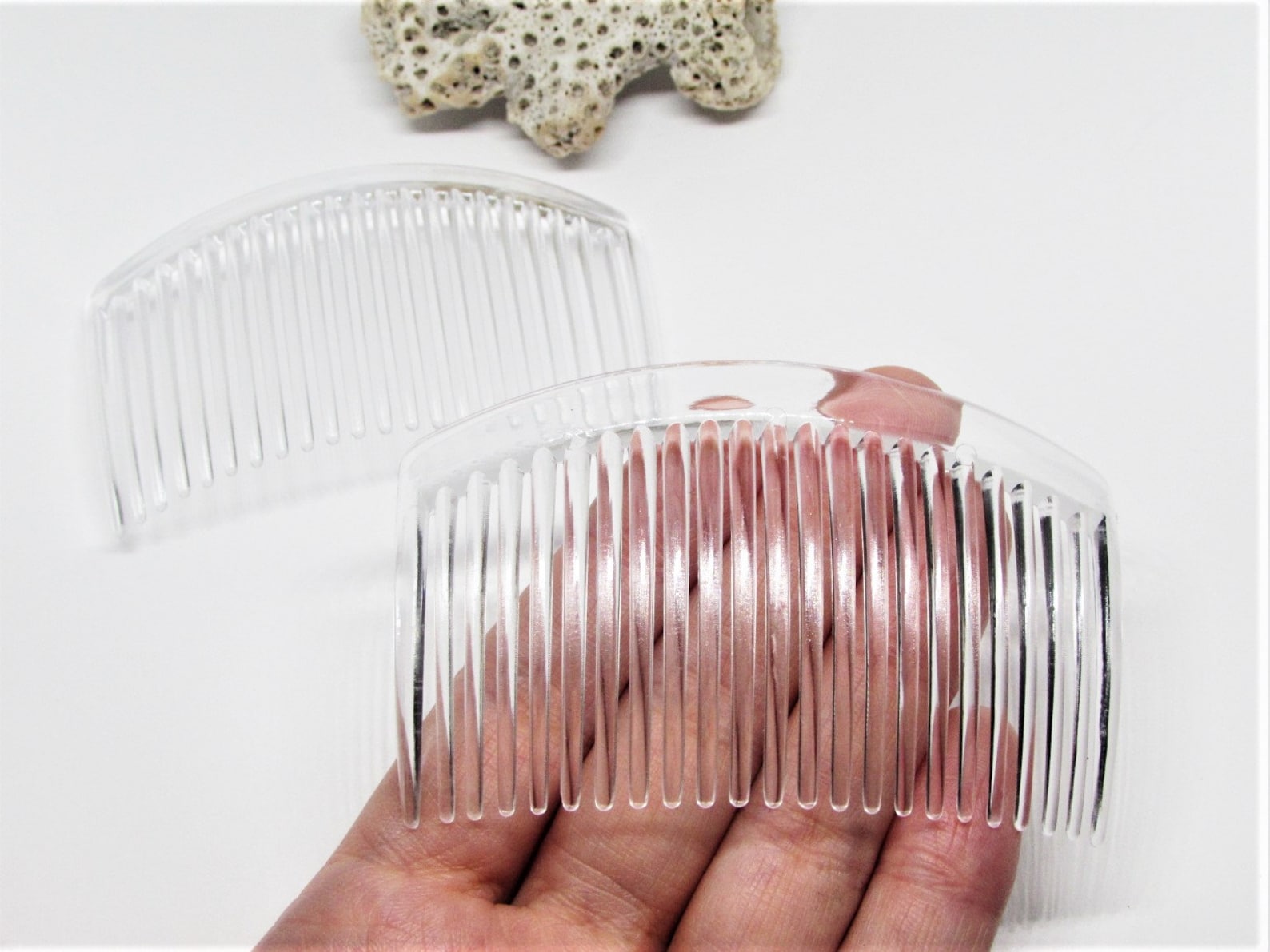 Simple Vintage Clear Plastic Hair Comb Set Thin or Thick Hair Etsy