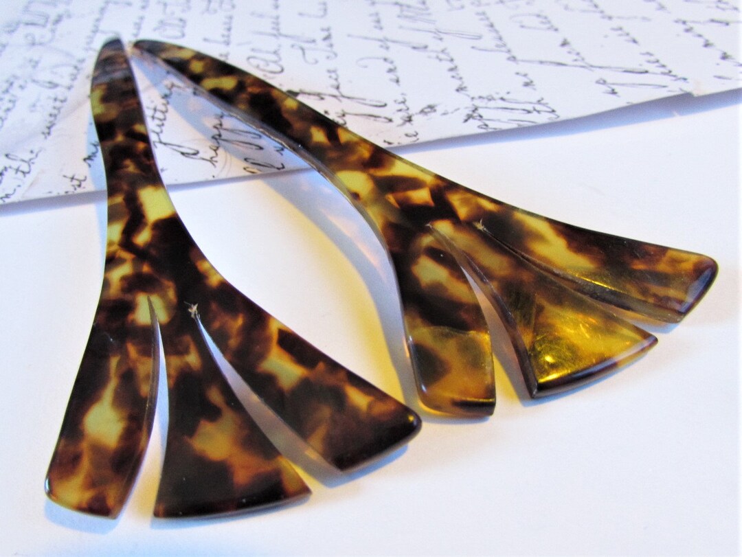 Rare Vintage 1970s Fan Shaped Hair Stick Set 5 Long Etsy