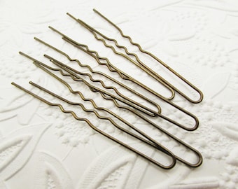 Vintage Brown Hair Pins- Various Sizes- U-Shaped Bronze Metal Wire- Wedding Bridal Bun Pin