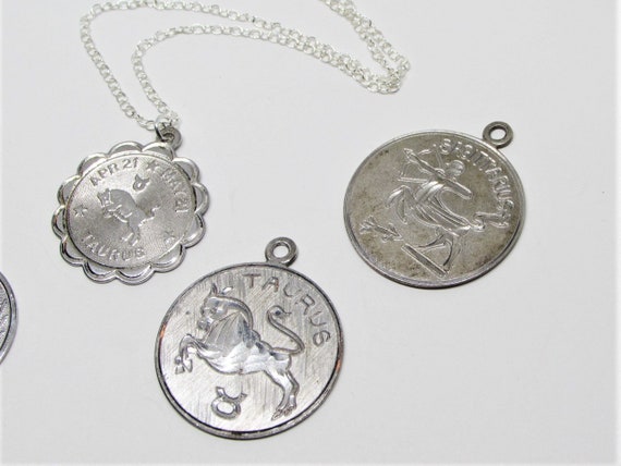 Vintage Sterling Silver Astrology Necklace, Zodia… - image 4