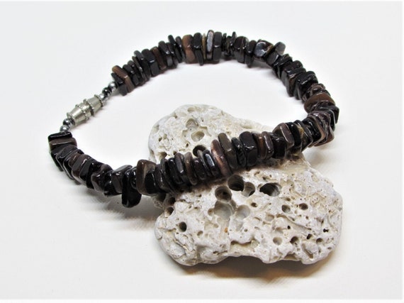 Vintage Mens Tiger's Eye Gemstone Chip Bracelet, … - image 2