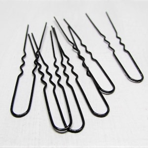 Vintage 1960s Black U-Shaped Hair-Pins for Women, 1.75&quot;, 2&quot;, 2.5&quot; or 3&quot; Metal Wire- Formal Wedding Bridal Updo- French Twist Chignon Bun Pin